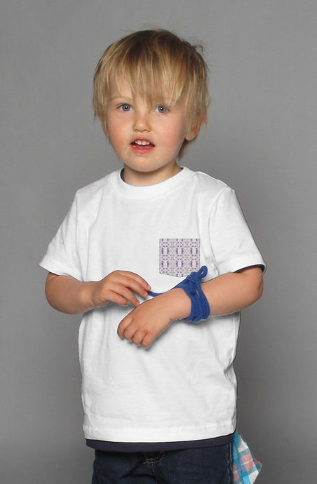 Kids White S/S T-shirt || White-P Pocket