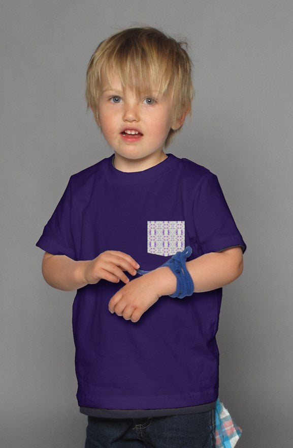 Kids Purple S/S T-shirt || White-P Pocket