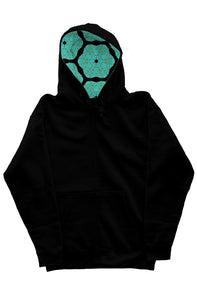 "Turquoise" Interior Hood || White Zip Hoodie