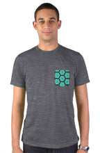 Load image into Gallery viewer, Heather Grey T-shirt || Turquoise Pocket