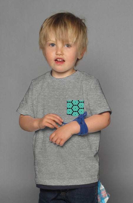 Kids Heather Grey S/S T-shirt || Turquoise Pocket