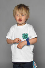 Load image into Gallery viewer, Kids White S/S T-shirt || Turquoise Pocket