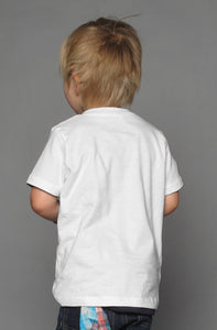 Kids White S/S T-shirt || Turquoise Pocket