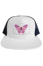 Load image into Gallery viewer, Pink Butterfly || Sewn White Snapback Hat