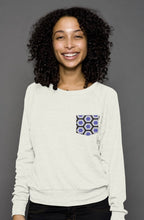 Load image into Gallery viewer, Organic Natural Colored Sweater || Blue Flower-Power Pocket