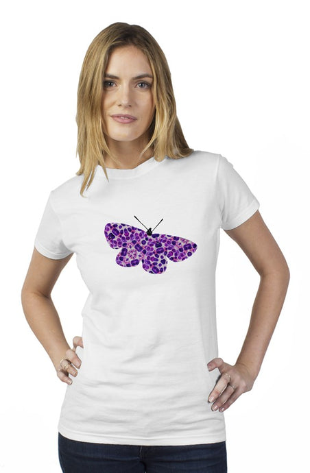 Butterfly Print || White Cotton SS T-Shirt