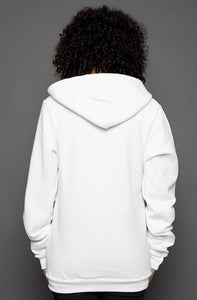 White Kangaroo Pocket Zip Hoodie || Pink Pocket