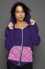 Load image into Gallery viewer, Purple Kangaroo Pocket Zip Hoodie || Pink Pocket