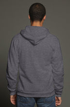 Load image into Gallery viewer, Purple Kangaroo Pocket Print || Dark Grey Heather Zip Hoodie