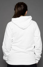 Load image into Gallery viewer, Unisex White Pullover Hoody || Purple Cells Print