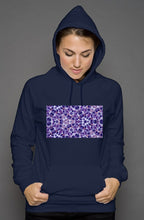 Load image into Gallery viewer, Unisex Navy Pullover Hoody || Purple Cells Print