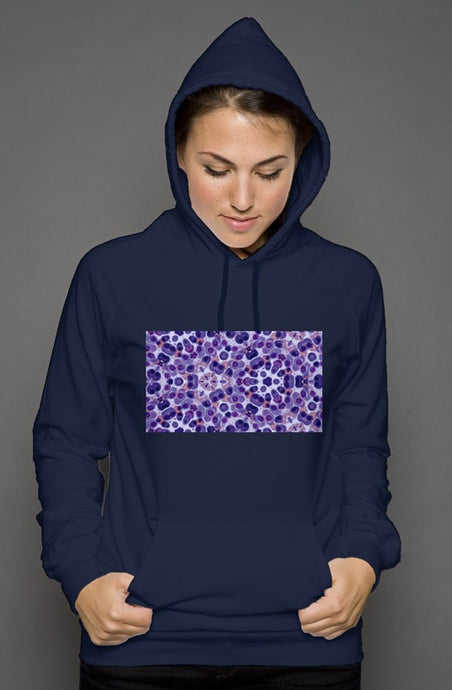 Unisex Navy Pullover Hoody || Purple Cells Print