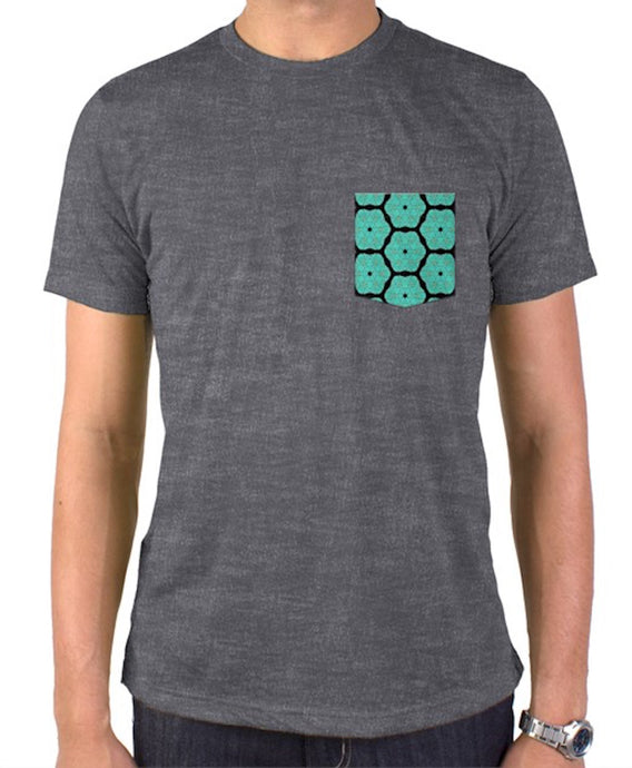 Heather Grey T-shirt || Turquoise Pocket